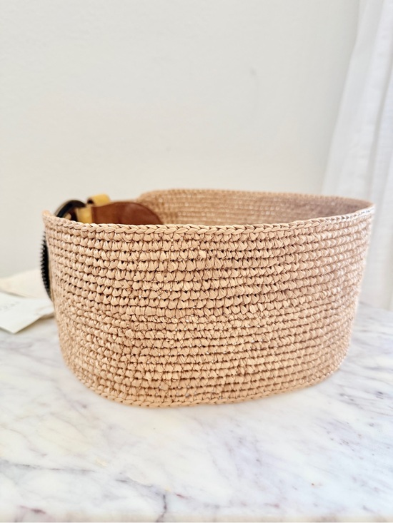 ? SÉZANE Carlie Belt Raffia Waist Belt Oversized Buckle Honey 80 main image 4